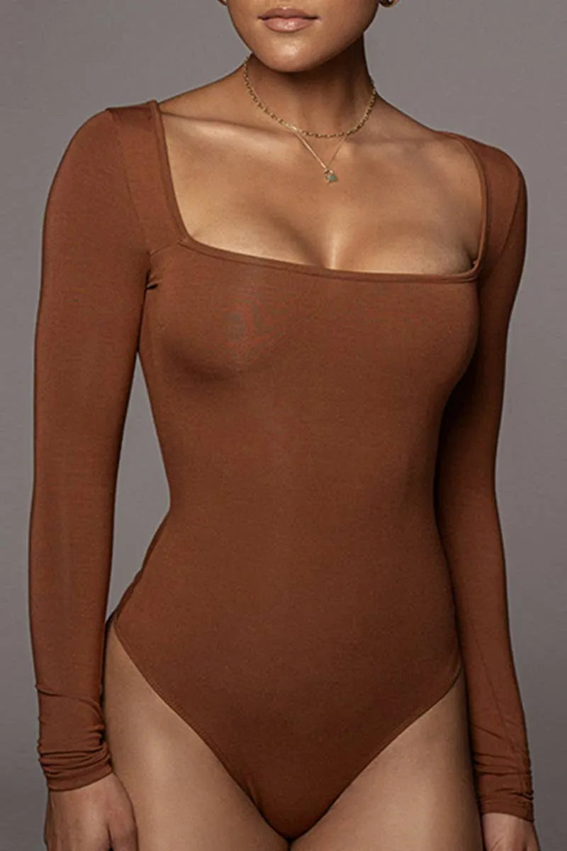 WOMEN DEEP SQUARE NECK | LONG SLEEVE BODY SUIT - Wildflower Enchanted