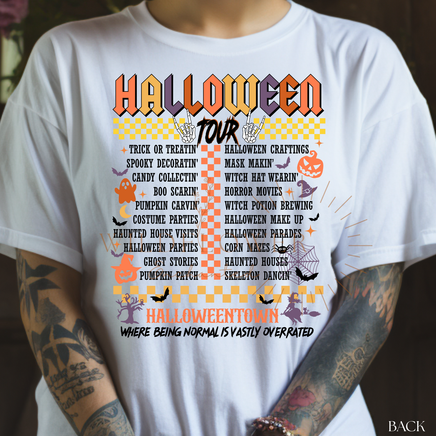 Halloween Tour Double Sided | White T-shirt | DTF T-shirt | Unisex Sizes - Wildflower Enchanted