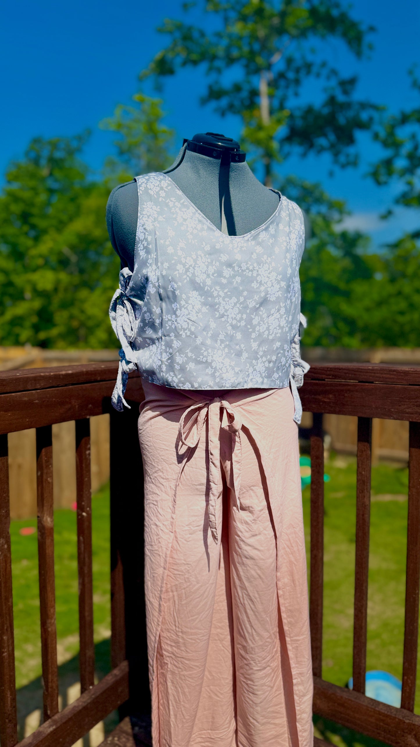 Bluebell Breeze Blouse | Side Tie Blouse | Repurposed Fabric
