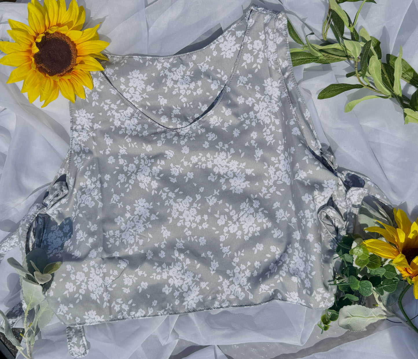 Bluebell Breeze Blouse | Side Tie Blouse | Repurposed Fabric