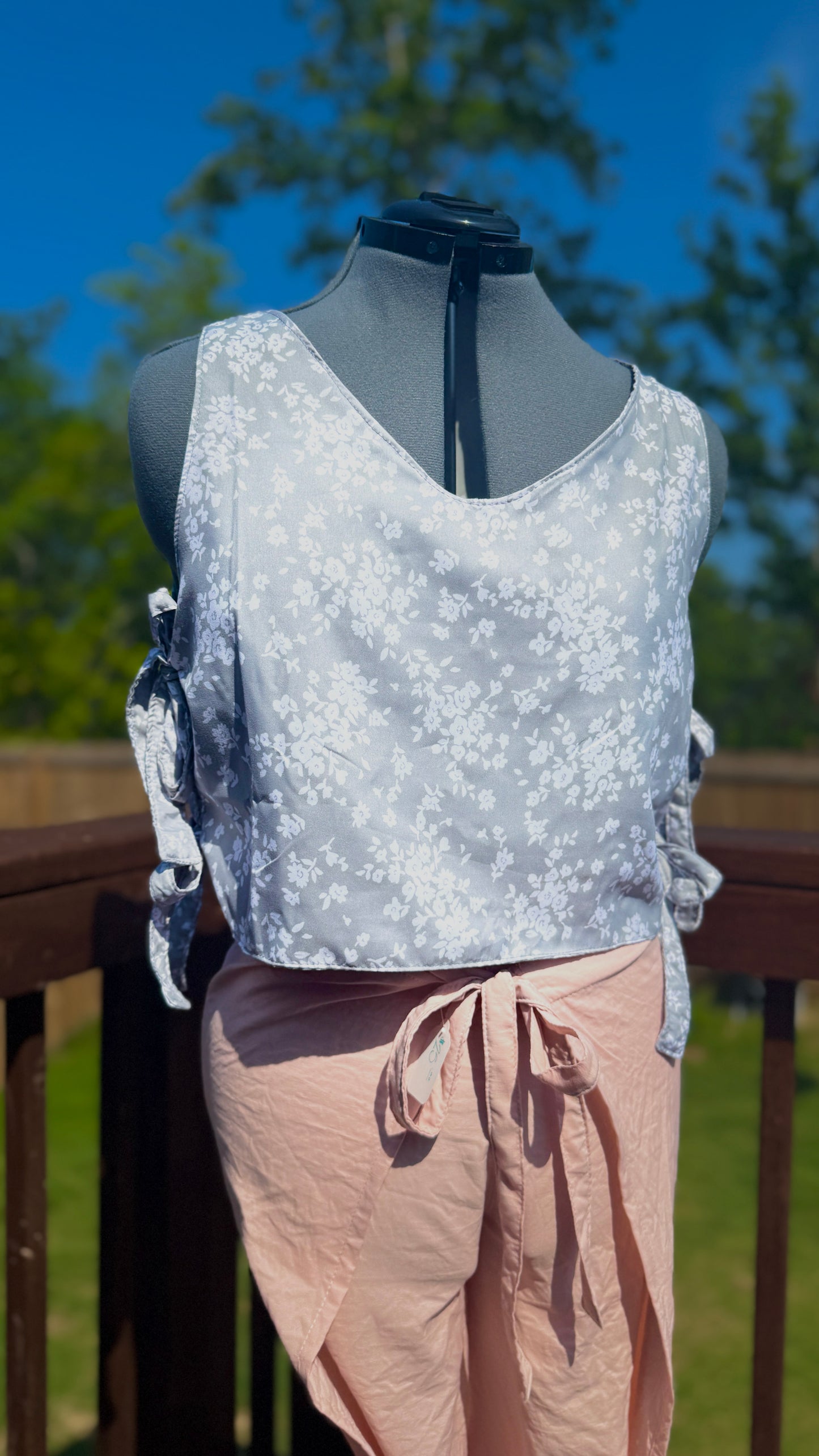 Bluebell Breeze Blouse | Side Tie Blouse | Repurposed Fabric