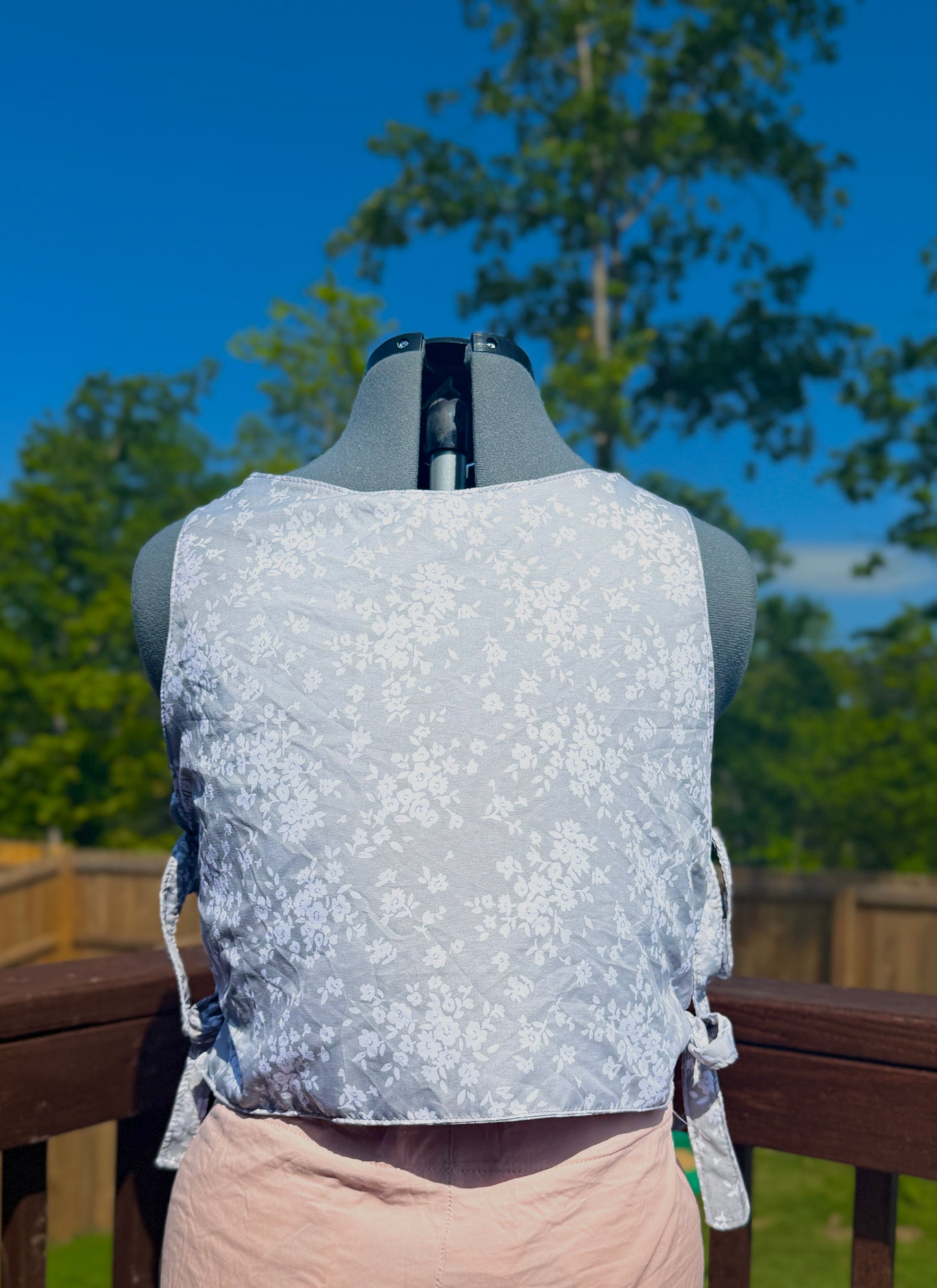 Bluebell Breeze Blouse | Side Tie Blouse | Repurposed Fabric