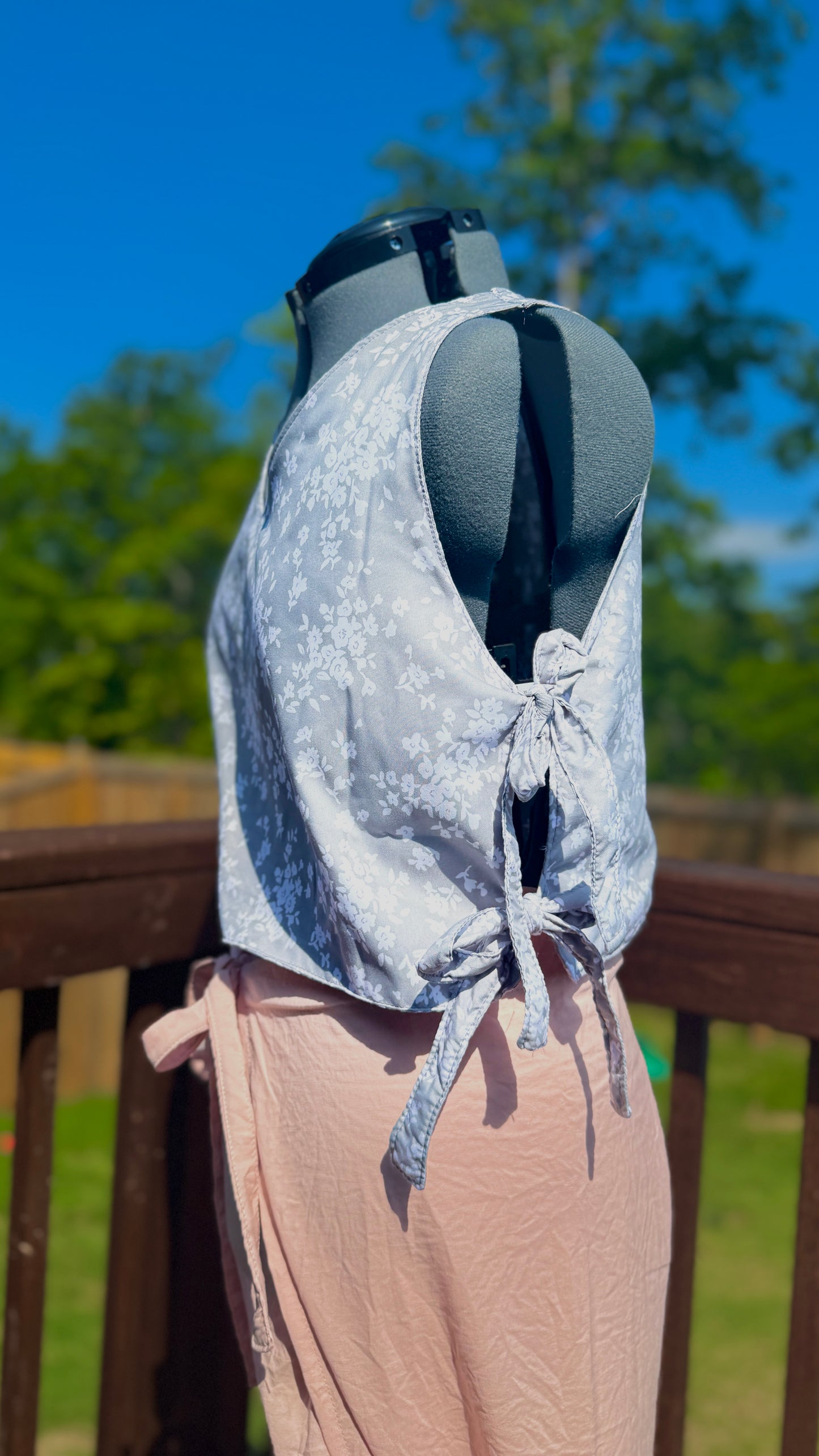 Bluebell Breeze Blouse | Side Tie Blouse | Repurposed Fabric