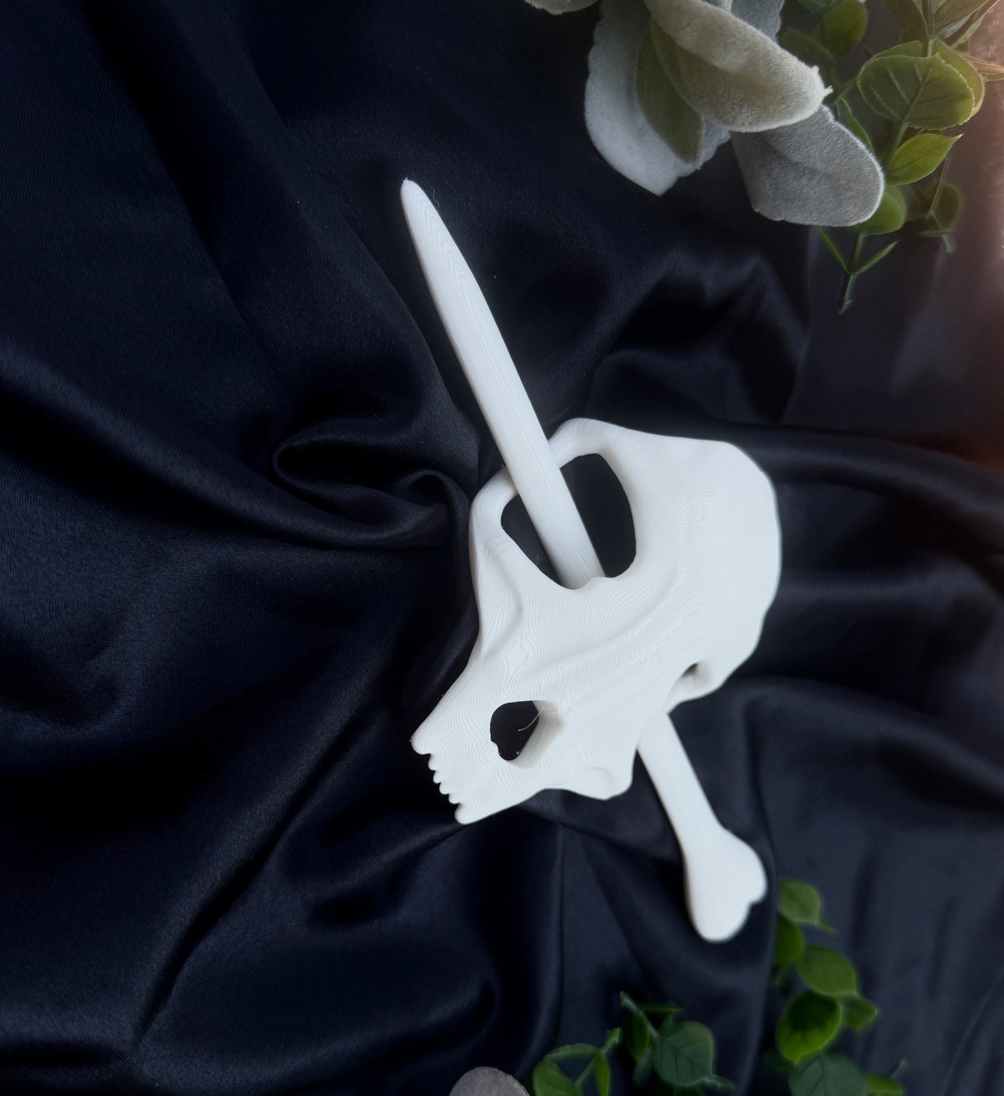 Cat Skull and Bone Hairpin | 3D Printed Hairpin | PLA Filament