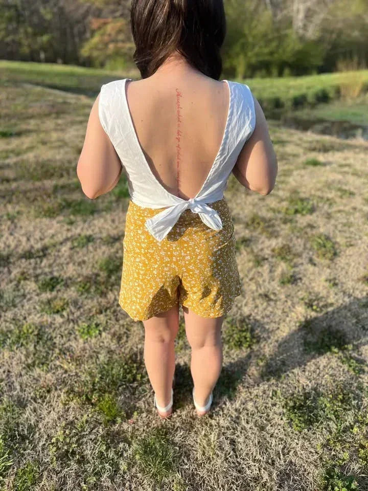 Lea Backless Blouse| Sustainable Threads | Twin Sheet | Made To Order Clothing - Wildflower Enchanted