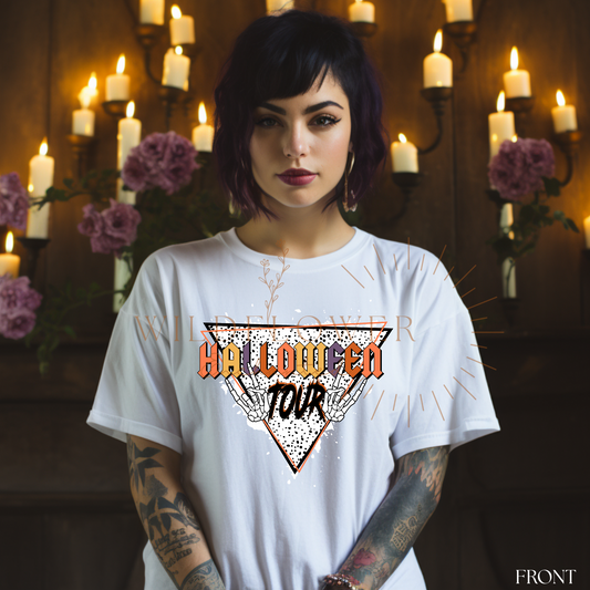 Halloween Tour Double Sided | White T-shirt | DTF T-shirt | Unisex Sizes - Wildflower Enchanted