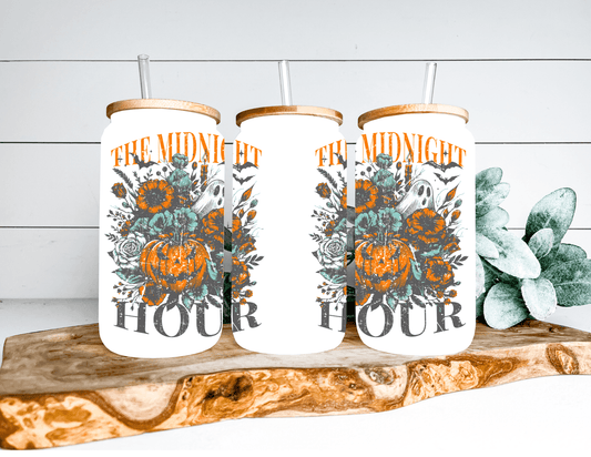 Enchanted Falloween | Frosted Glass Beer Can Cup | Sublimation | 16OZ - Wildflower Enchanted