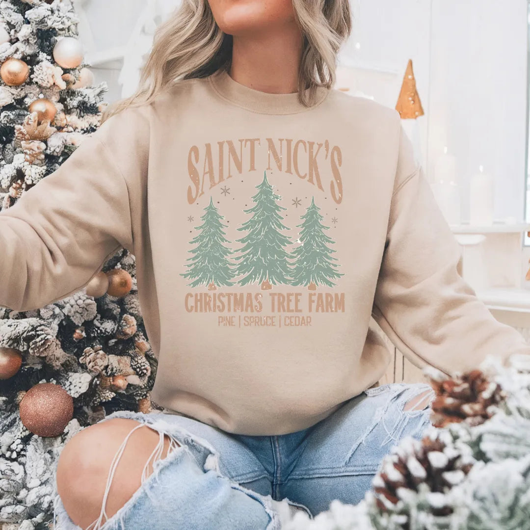 Saint Nick's Christmas Tree Farm| Shirt | Crewneck | Sweater | Christmas | DTF Print