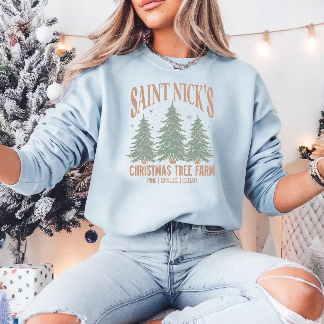 Saint Nick's Christmas Tree Farm| Shirt | Crewneck | Sweater | Christmas | DTF Print