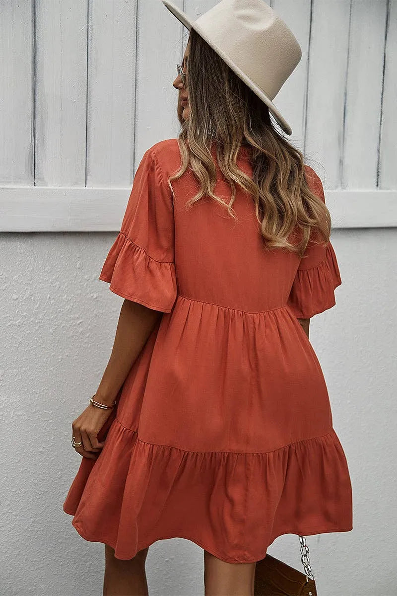 Button-Up | Ruffle Dress | Woman's Dress | Fall - Wildflower Enchanted