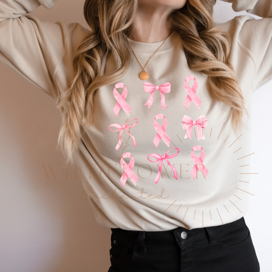 Ribbon Breast Cancer Crewneck | Sweater | Fall | DTF Print