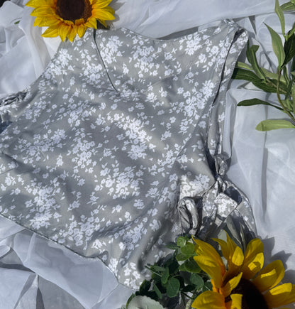Bluebell Breeze Blouse | Side Tie Blouse | Repurposed Fabric