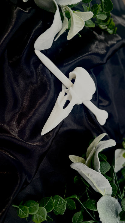 Raven Skull and Bone Hairpin | 3D Printed Hairpin | PLA Filament - Wildflower Enchanted