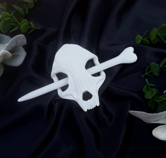 Cat Skull and Bone Hairpin | 3D Printed Hairpin | PLA Filament