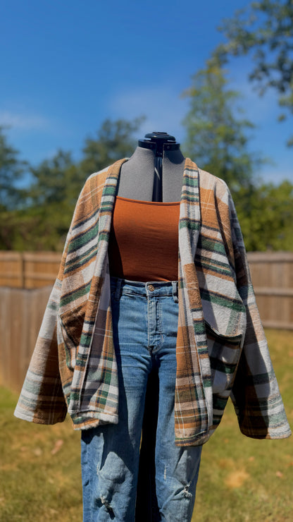 Cardigan Coat | Plaid Cardigan | Oversized Cardigan | XL Cardigan Coat