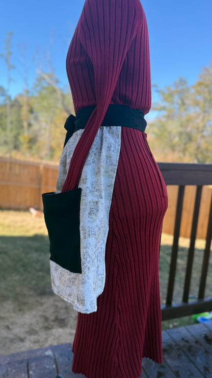 Half Waist Apron | Cotton Apron | Adjustable Waist Tie - Wildflower Enchanted