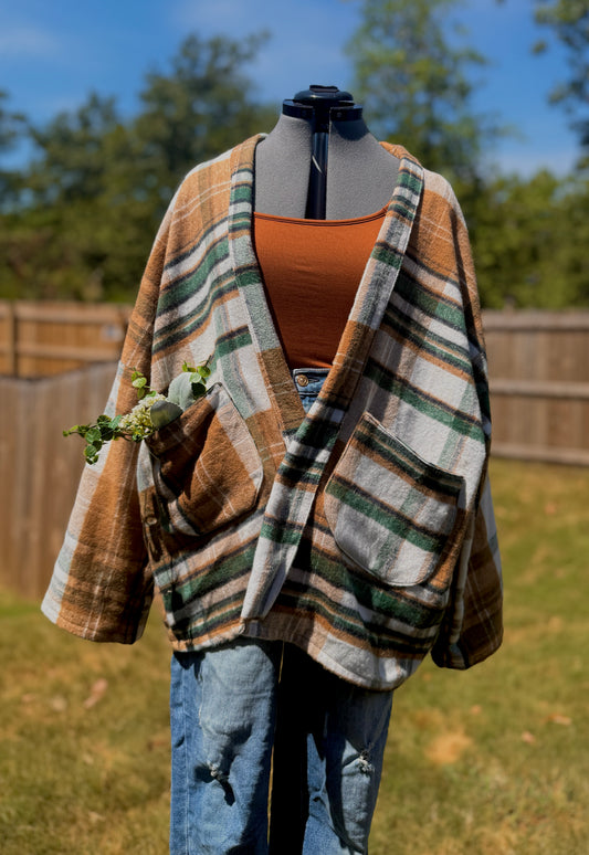 Cardigan Coat | Plaid Cardigan | Oversized Cardigan | XL Cardigan Coat