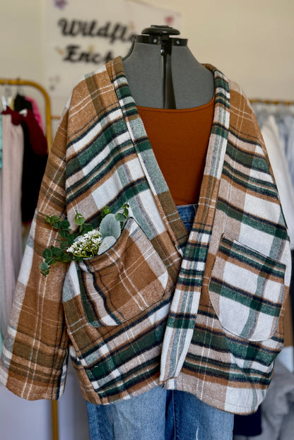 Cardigan Coat | Plaid Cardigan | Oversized Cardigan | XL Cardigan Coat