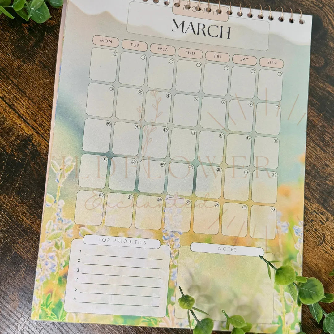 Wildflower Calendar | 12 Month Calendar | 2025 Calendar - Wildflower Enchanted