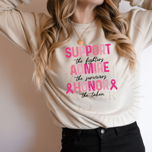 Support Breast Cancer Crewneck | Sweater | Fall | DTF Print