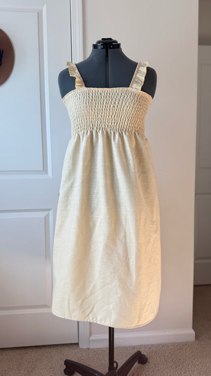 Pale Yellow Large Dress | Decorative Yellow Fabric | One Of A Kind | Woman's Large Sun Dress