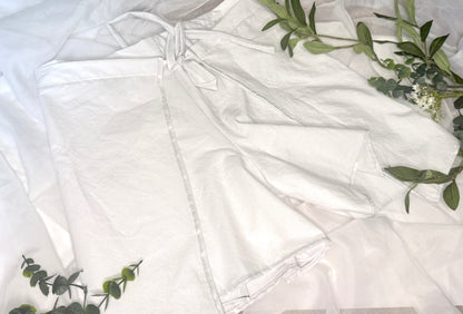 Floral Wrap Shorts White | Wrap Shorts | Bow Tie Closure