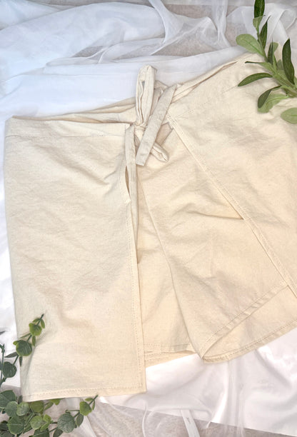 Floral Wrap Shorts Cream | Wrap Shorts | Bow Tie Closure