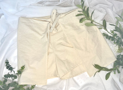 Floral Wrap Shorts Cream | Wrap Shorts | Bow Tie Closure