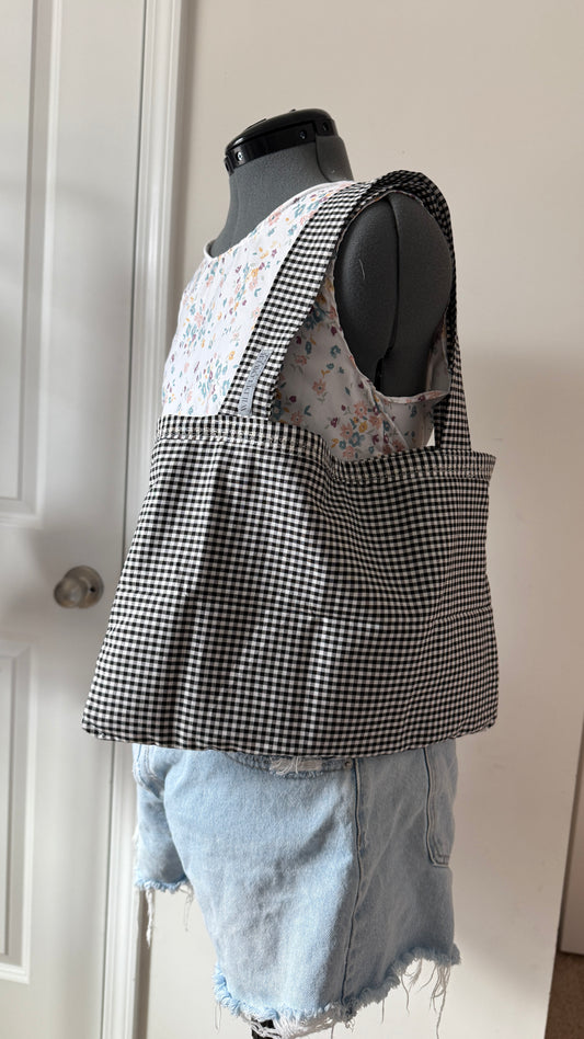 Gingham Bag | 100% Cotton Bag | Tote Bag | Decorative Stitching