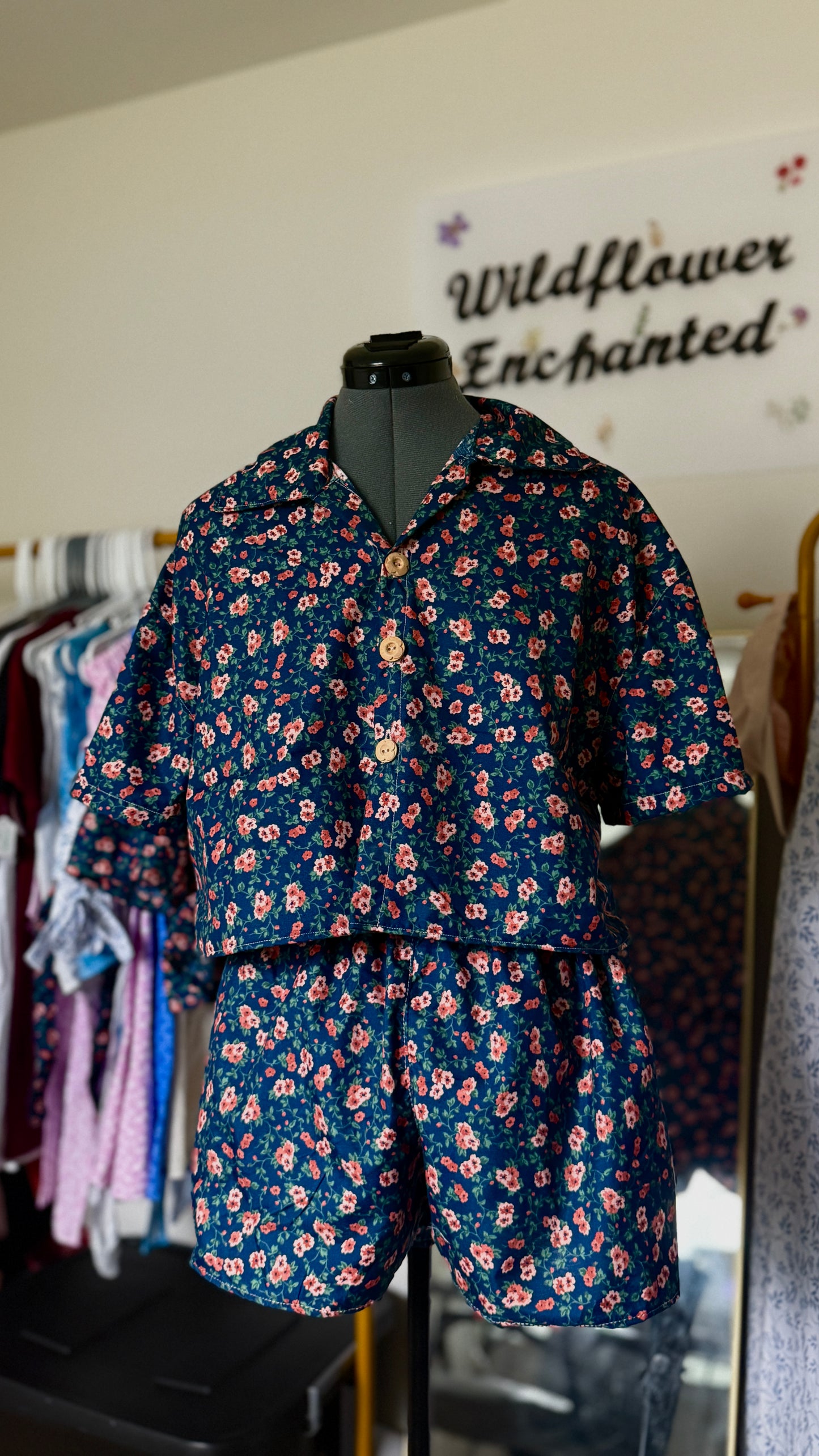 Wild Rest Pajama Set | Cropped Button Up Blouse | Stretch Waist Shorts | YOU CHOOSE SIZE