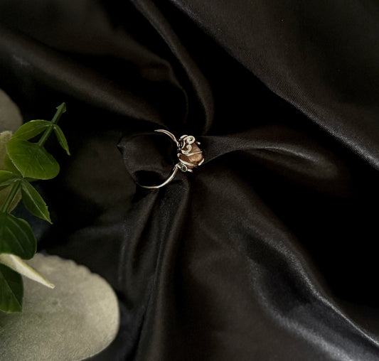 Grey Moonstone Crystal Wrap Ring | Crystal Jewelry | Authentic Crystal | Brass Ring