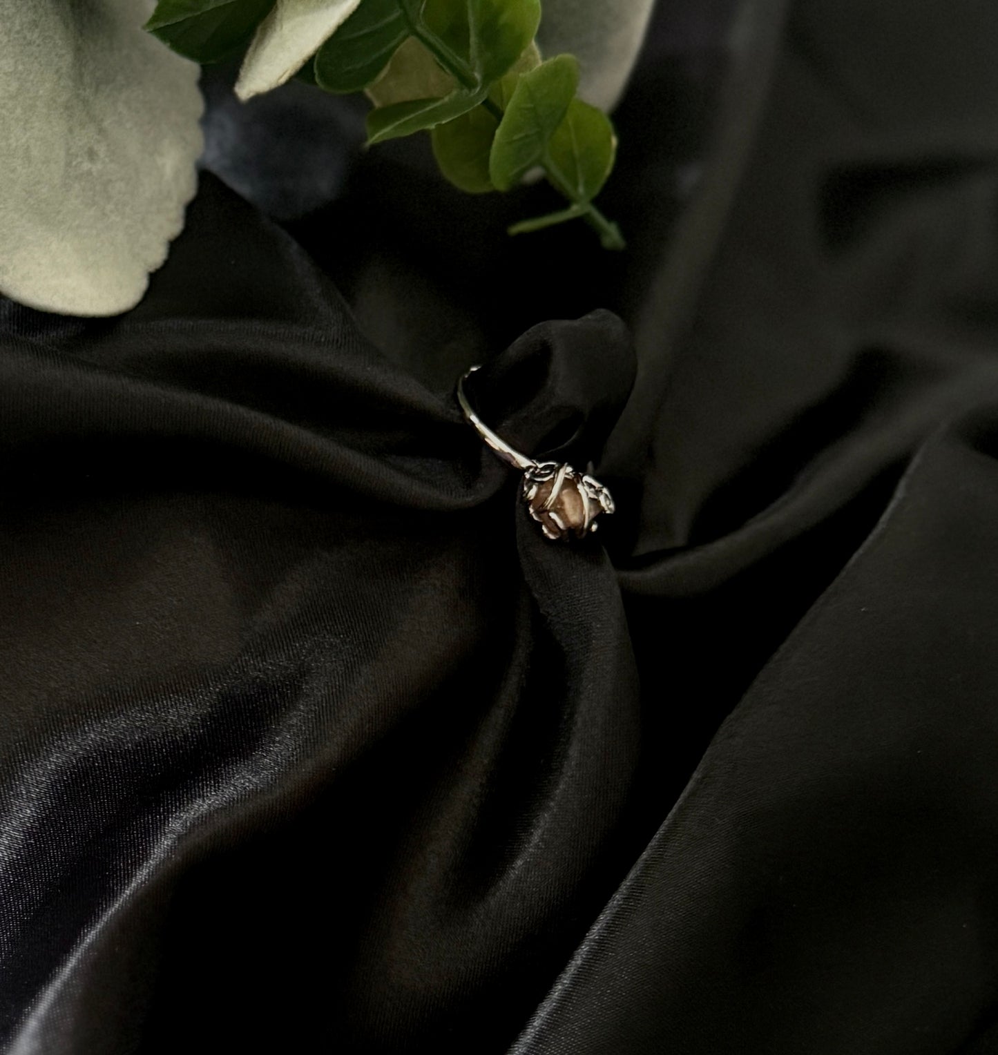 Grey Moonstone Crystal Wrap Ring | Crystal Jewelry | Authentic Crystal | Brass Ring