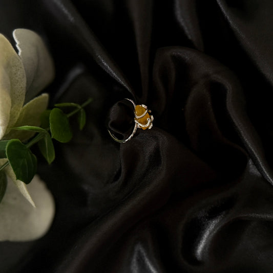 Yellow Agate Crystal Wrap Ring | Crystal Jewelry | Authentic Crystal | Brass Ring
