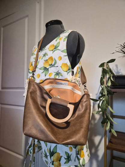 The Willow West Purse | Faux Leather Purse | Wooden Handles