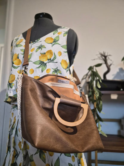 The Willow West Purse | Faux Leather Purse | Wooden Handles