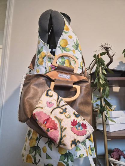 The Willow West Purse | Faux Leather Purse | Wooden Handles